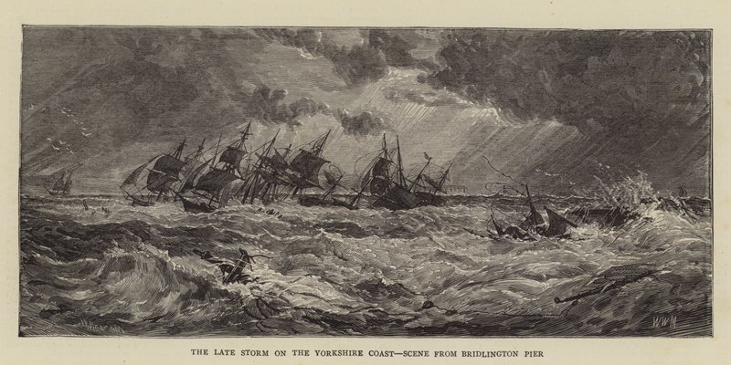 La dernière tempête sur la côte du Yorkshire, scène depuis la jetée de Bridlington - Walter William May