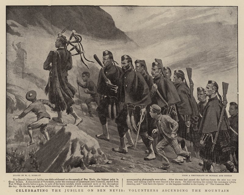 Célébration du Jubilé sur Ben Nevis, Volontaires montant la montagne - Walter Charles Horsley
