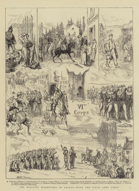 Les manœuvres militaires en France, avec le sixième corps d