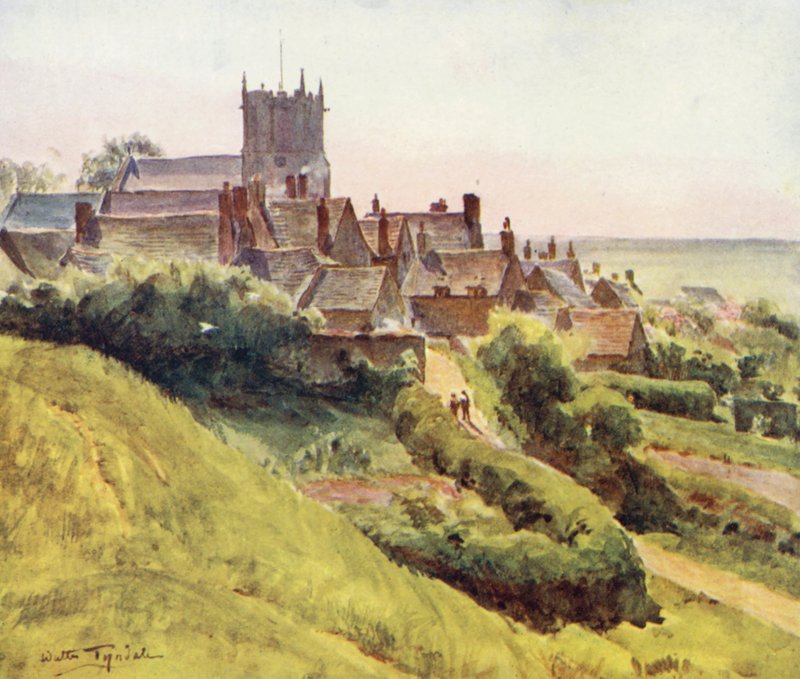 Wessex : Corfe depuis les pentes du château - Walter Frederick Roofe Tyndale