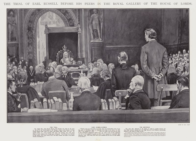 Le procès du comte Russell devant ses pairs dans la galerie royale de la Chambre des lords, Westminster - Walter Paget