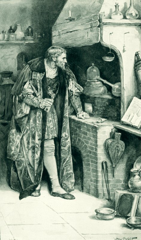 Jacques IV en alchimiste dans son laboratoire - Walter Stanley Paget