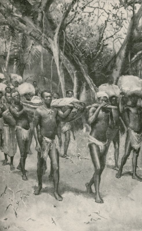 Les disciples du Dr. Livingstone transportent son corps embaumé vers la côte - Walter Stanley Paget