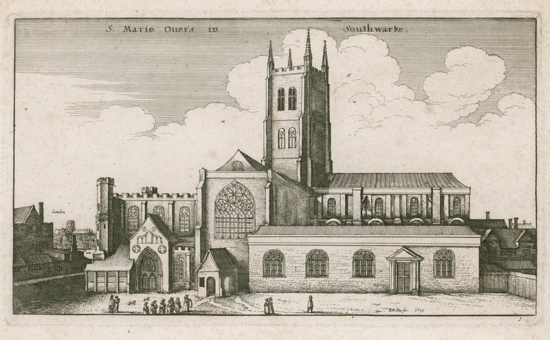 Saint Mary Overies, Southwark, Londres; dessin daté de 1647 - Wenceslaus Hollar