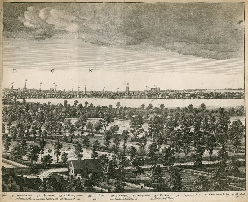 La perspective de Londres et de Westminster prise de Lambeth - Wenceslaus Hollar