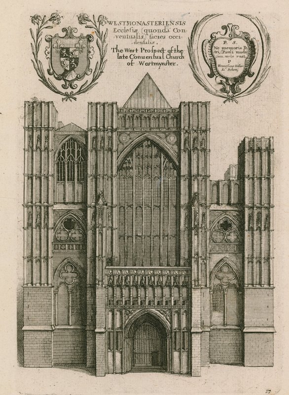 La perspective ouest de la défunte église conventuelle de Westminster, Londres - Wenceslaus Hollar