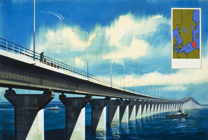 Pont sur le détroit de Kalmar - Wilf (20th century) Hardy