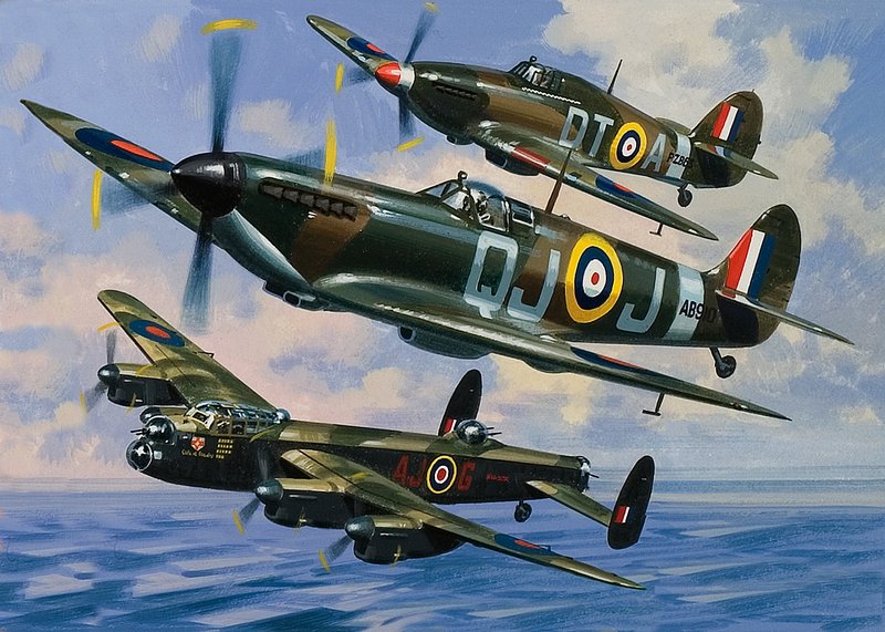 Spitfires (gouache sur papier) - Wilf (20th century) Hardy