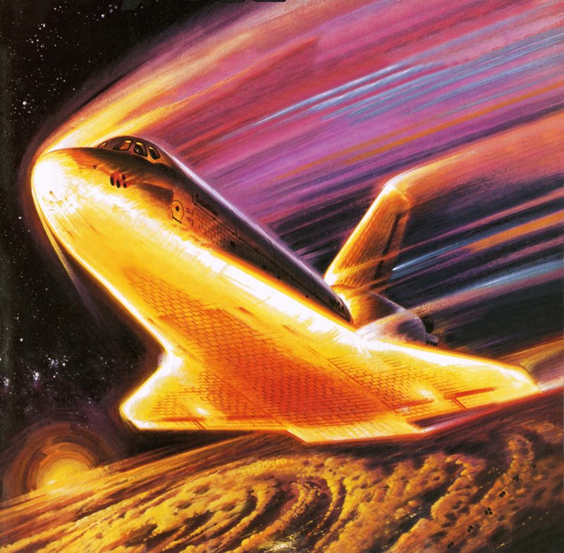 La navette spatiale imaginée rentrant dans l