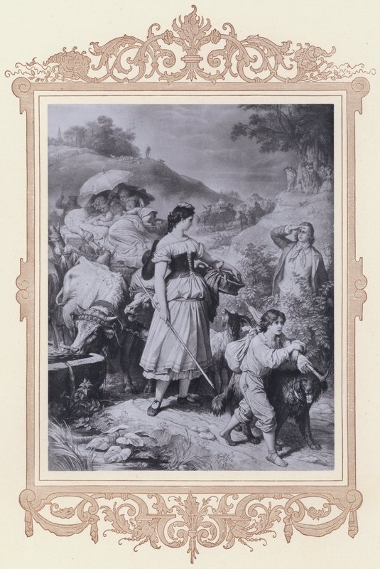 Dorothea et les émigrants, Hermann et Dorothea (lithographie) - Wilhelm von (after) Kaulbach