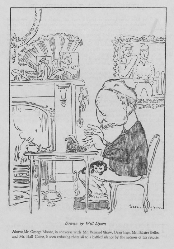 George Moore, auteur irlandais, travaillant à sa machine à écrire - Will Dyson