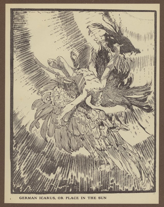 Icare allemand, ou Place au soleil (lithographie) - Will Dyson