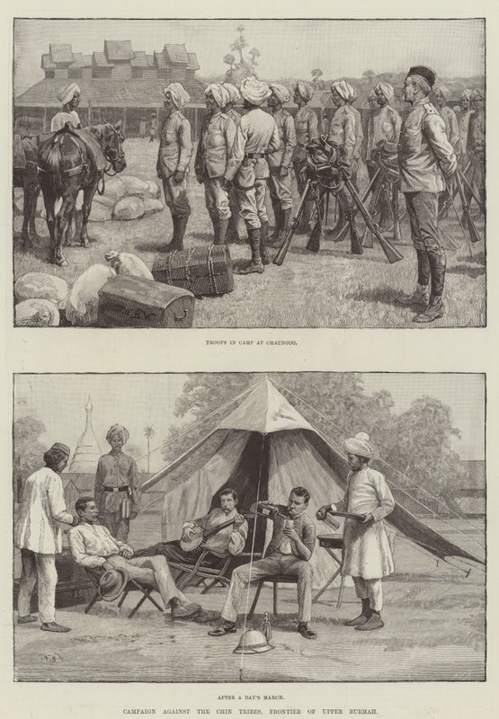 Campagne contre les tribus Chin, frontière de la Haute-Birmanie - William Barnes Wollen