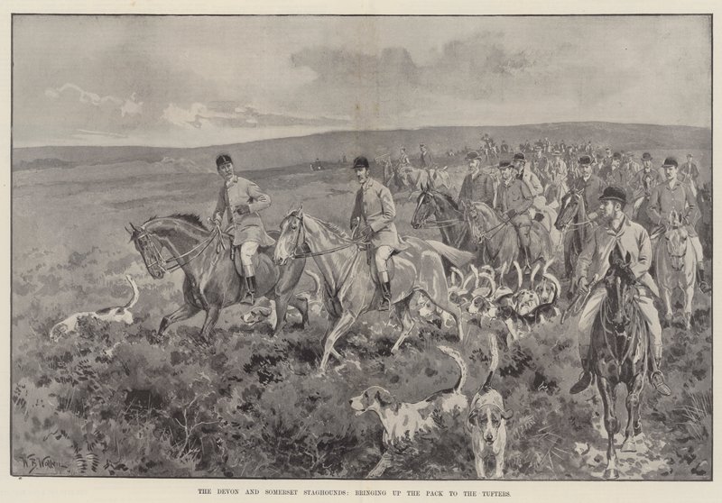 Les chiens de chasse du Devon et du Somerset, amenant la meute aux Tufters - William Barnes Wollen