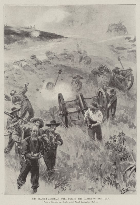La guerre hispano-américaine, pendant la bataille de San Juan - William Barnes Wollen