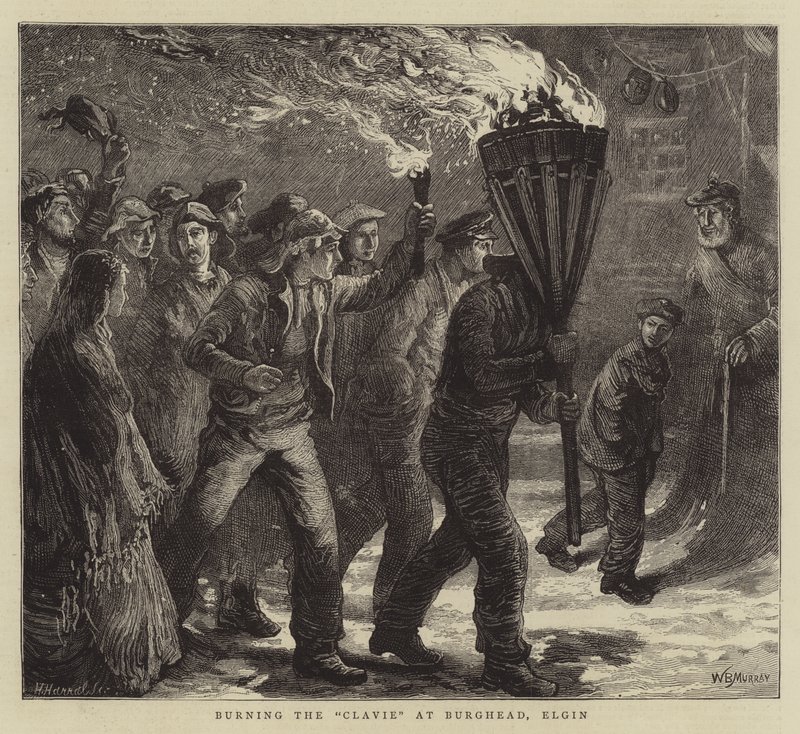 Brûler le Clavie à Burghead, Elgin - William Bazett Murray