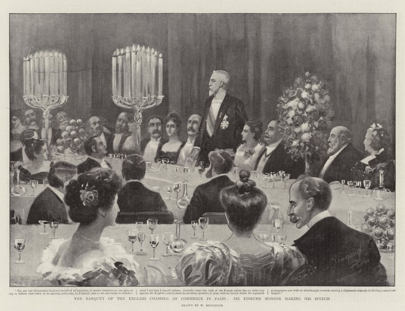 Le Banquet de la Chambre de Commerce anglaise à Paris, Sir Edmund Monson faisant son discours - William Bengough