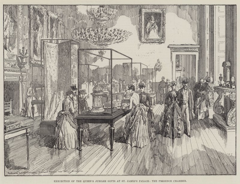 Exposition des cadeaux du jubilé de la reine au palais de St James, la chambre de présence - William Crimea Simpson