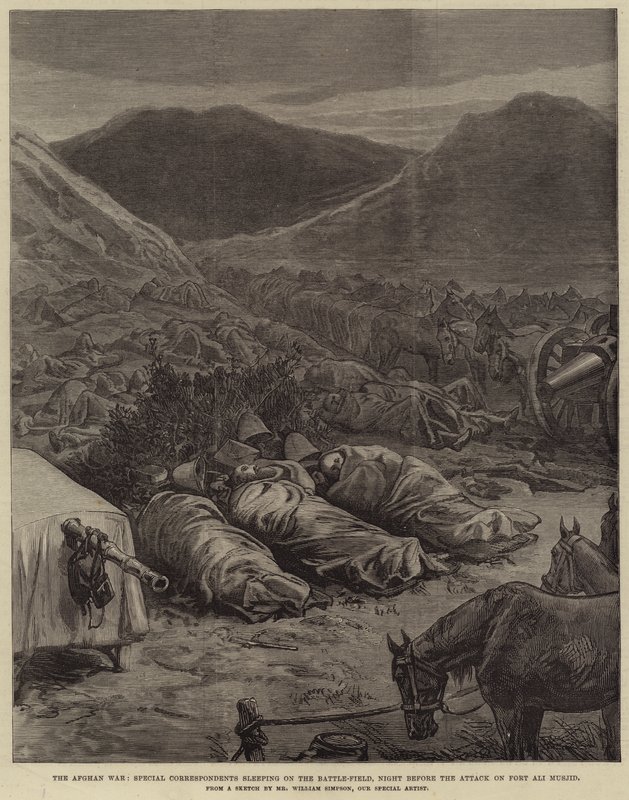 La guerre afghane, correspondants spéciaux dormant sur le champ de bataille, la nuit avant l
