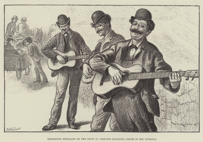 Musiciens napolitains sur la route du Vésuve (croisière en yacht dans le Victoria) - William Douglas Almond