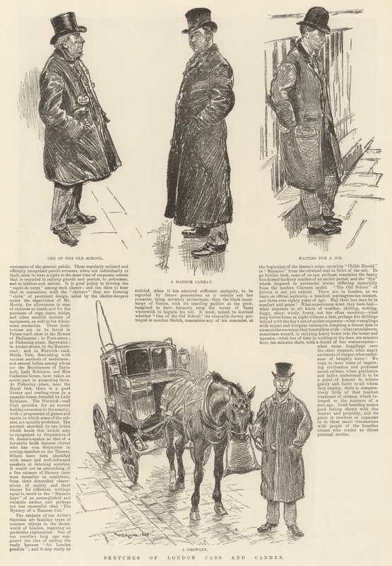 Croquis de taxis et de cochers londoniens - William Douglas Almond