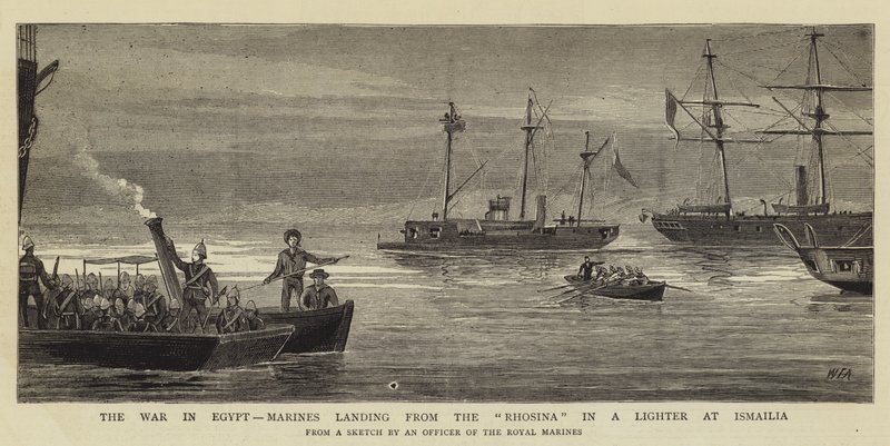 La guerre en Égypte, débarquement des marines du Rhosina à Ismaïlia - William Edward Atkins