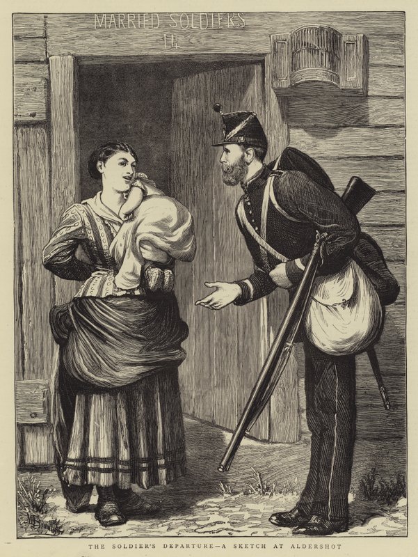Le départ du soldat, une esquisse à Aldershot - William III Bromley