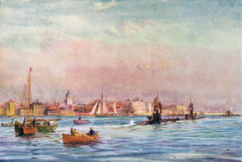 Sous-marins quittant le port de Portsmouth - William Lionel Wyllie