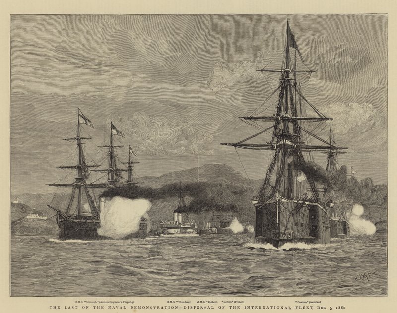 La fin de la démonstration navale, dispersion de la flotte internationale, 5 décembre 1880 - William Lionel Wyllie