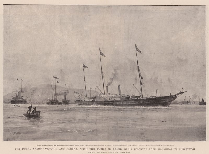 Le yacht royal Victoria et Albert, avec la reine à bord, escorté de Holyhead à Kingstown - William Lionel Wyllie