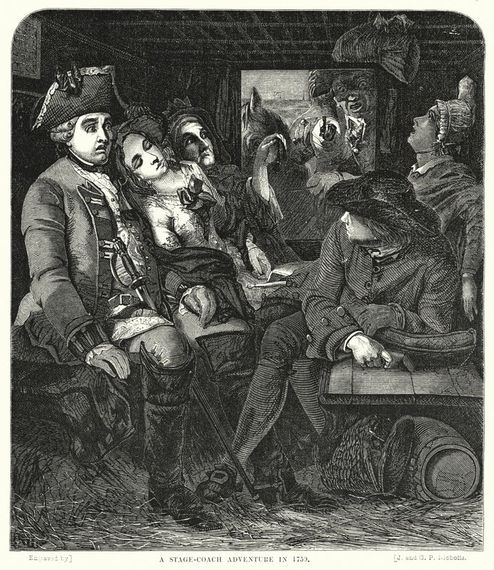 Aventure en diligence en 1750 - William Powell after Frith