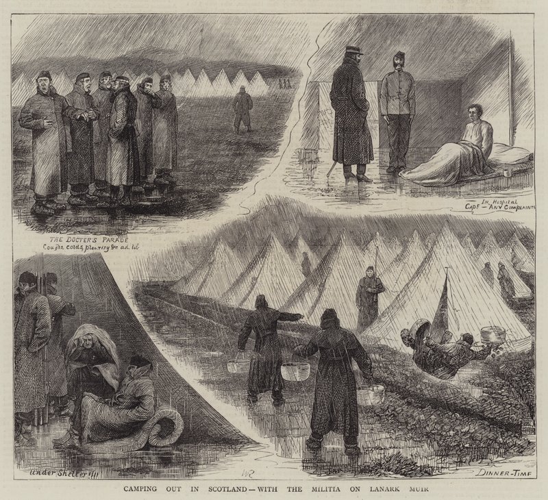 Camping en Écosse, avec la Milice sur Lanark Muir - William Ralston