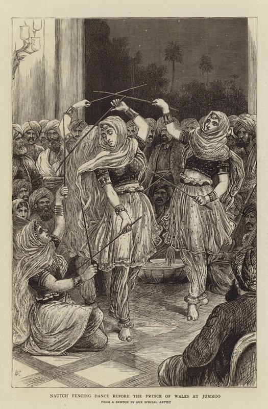 Danse de Fencing Nautch devant le Prince de Galles à Jummoo - William Ralston