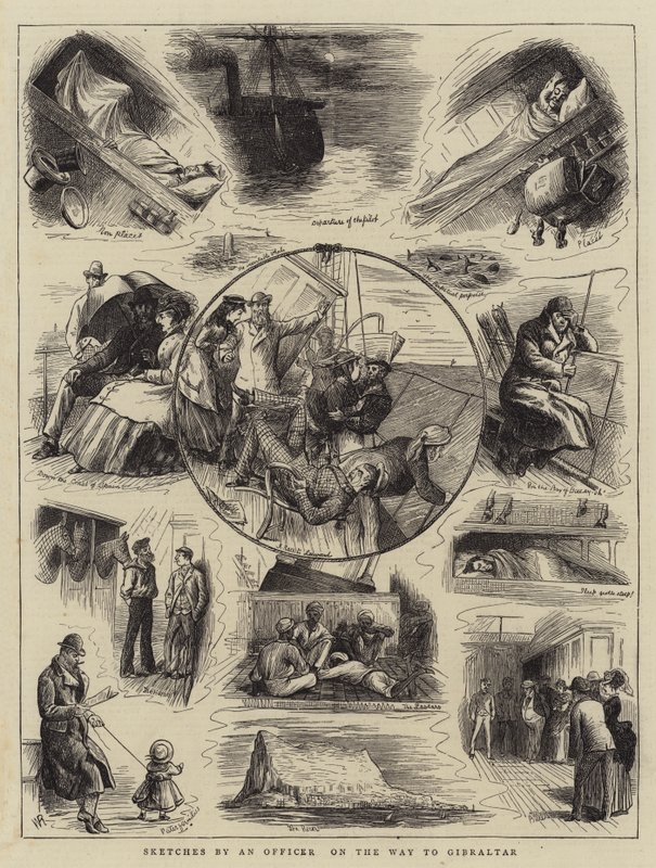 Croquis par un officier en route pour Gibraltar - William Ralston