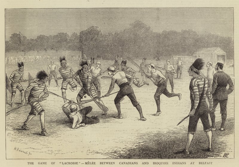 Le jeu de crosse, mêlée entre Canadiens et Indiens Iroquois à Belfast - William Ralston