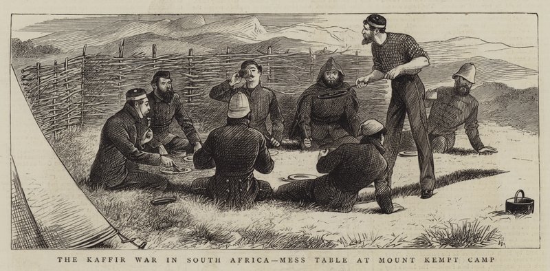 La guerre des Kaffirs en Afrique du Sud, table de mess au camp de Mount Kempt - William Ralston