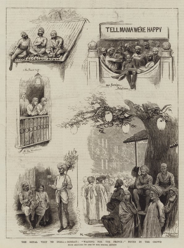 La visite royale en Inde, Bombay, en attendant le prince, notes dans la foule - William Ralston