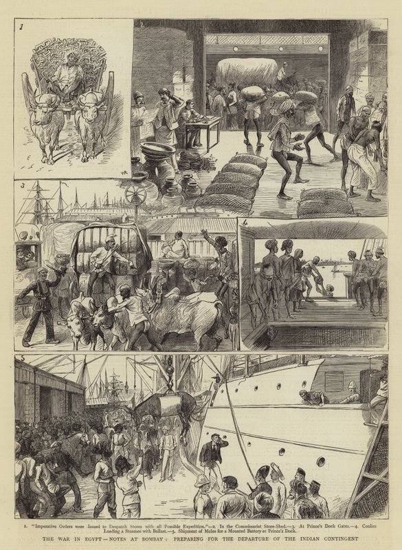 La guerre en Égypte, notes à Bombay, préparation du départ du contingent indien - William Ralston