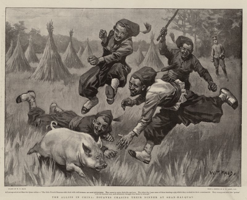 Les Alliés en Chine, les Zouaves chassant leur dîner à Shan-hai-Quan - William T. Maud