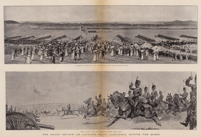 La grande revue sur la plaine de Laffan, Aldershot, devant la reine - William T. Maud