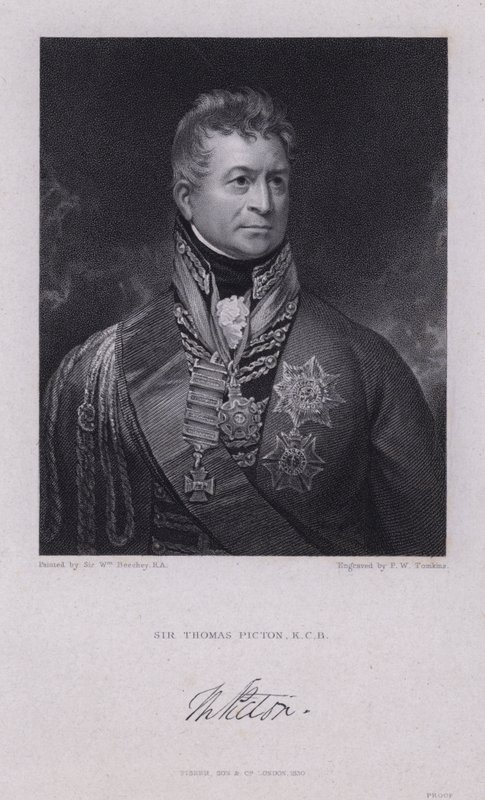 Sir Thomas Picton, général gallois des guerres napoléoniennes tué à la bataille de Waterloo - William (after) Beechey