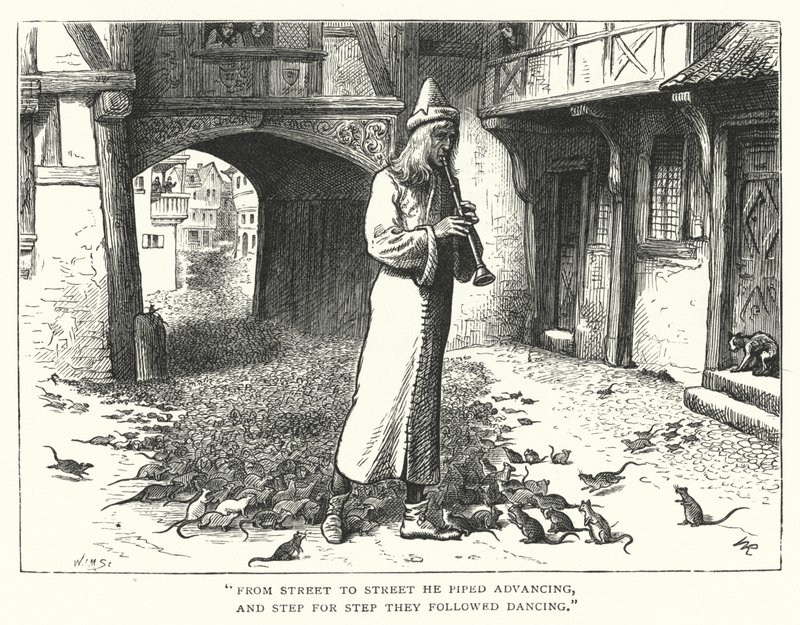 Le Joueur de flûte de Hamelin (gravure) - William (after) Ralston