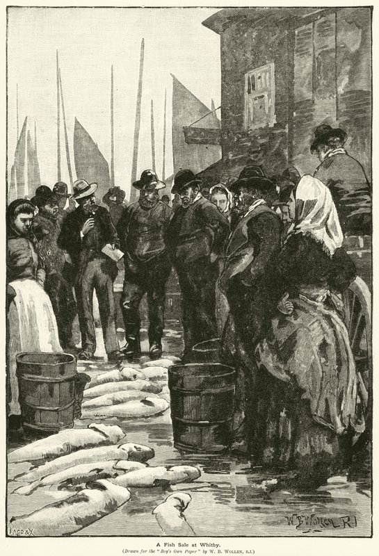 Vente de poissons à Whitby - William Barnes (after) Wollen