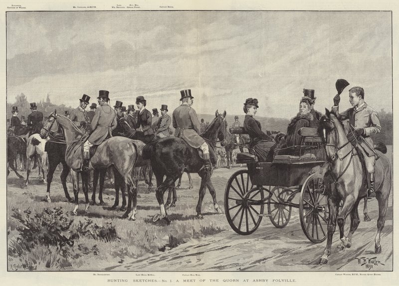 Croquis de chasse, une rencontre du Quorn à Ashby Folville - William Barnes Wollen