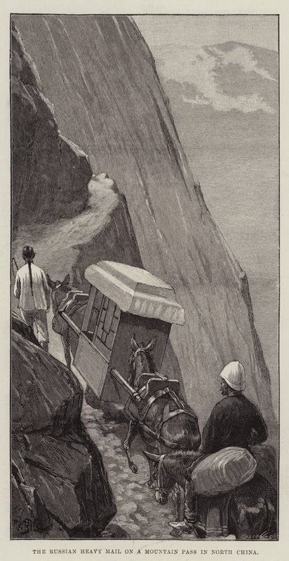 Le courrier lourd russe sur un col de montagne en Chine du Nord - William Barnes Wollen