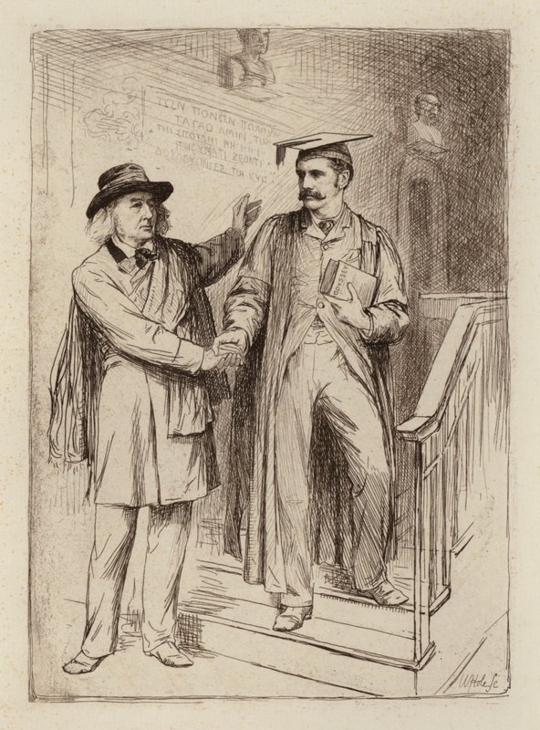 John Stuart Blackie, professeur émérite; Samuel Henry Butcher, professeur de grec (gravure) - William Brassey (after) Hole