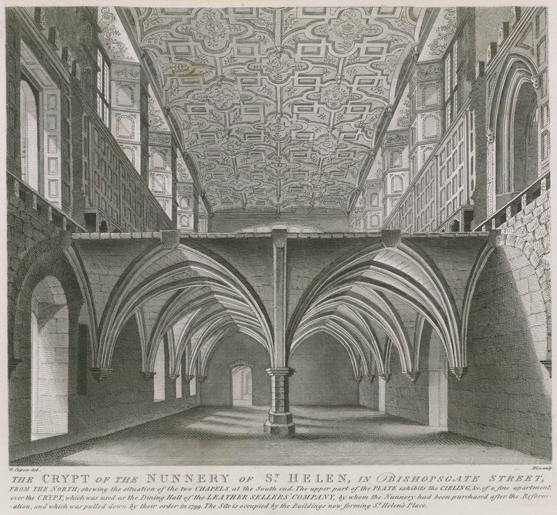 La crypte du couvent de Sainte-Hélène dans Bishopsgate Street, Londres - William Capon