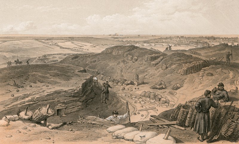 Fossé du Malakoff, Batterie Gervais, et arrière du Redan - William Crimea Simpson