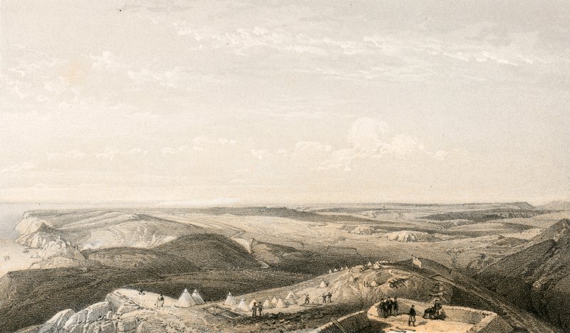 Vue des hauteurs au-dessus de Balaklava en direction de Sébastopol - William Crimea Simpson