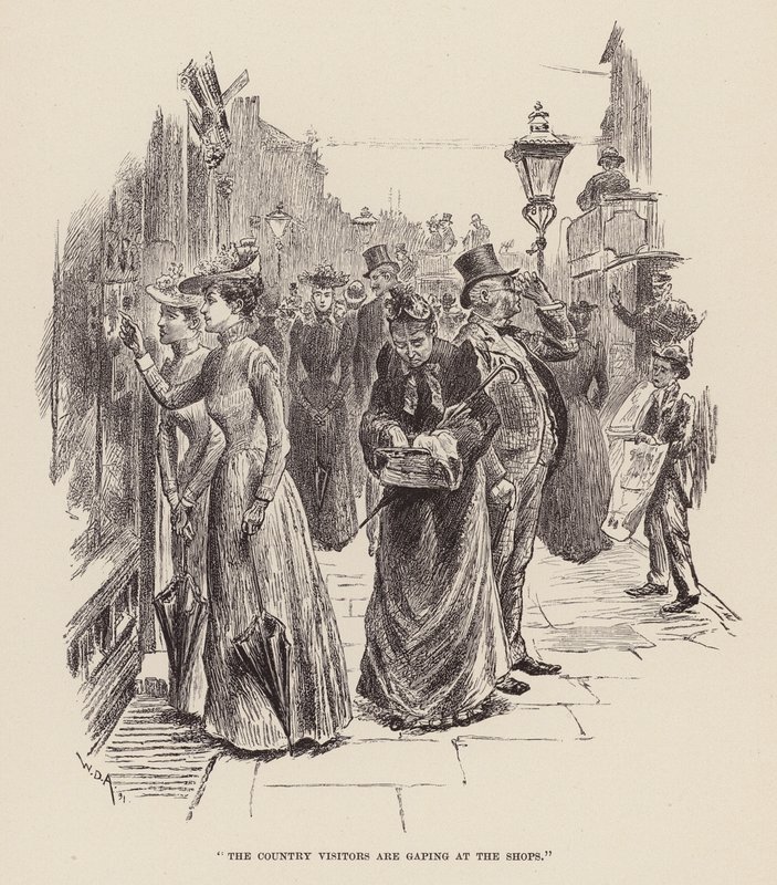 Les visiteurs de la campagne regardent les boutiques - William Douglas Almond